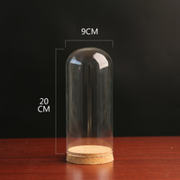 Cloche en verre borosilicate transparente décorative faite à la main pour baptême, avec base en bois et bouchon en liège, design minimaliste