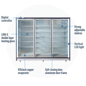 Enfriador Comercial Vertical con Puertas de Vidrio para Supermercado 2 3 4 5, Exhibidor de Bebidas G920, Congelador Vertical con Puerta de Vidrio G920 - Product Image 2