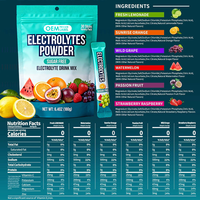 Pack de poudre d'électrolytes OEM, 30 sachets de réhydratation, boisson électrolytique sans sucre, pack d'électrolytes mélangés pour une hydratation rapide