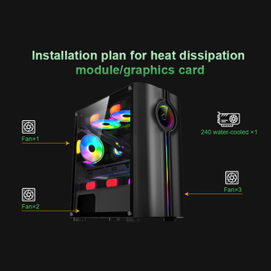 Boîtier <span class=keywords><strong>PC</strong></span> Gaming M-ATX avec 3 ventilateurs avant, support de refroidissement liquide AIO 240mm supérieur, châssis ITX, GPU 330mm, refroidisseur CPU 160mm, boîte noire - Product Image 3