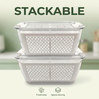 Duurzame stapelbare afwateringsbak met ventilatie, plastic koelkastorganizer voor fruit en groenten, groothandel