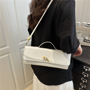 Womens Rectangle Shoulder Bag <b>Vintage</b> Textured PU Leather Metal Lock Top Handle Crossbody <b>Purse</b> - Product Image 4