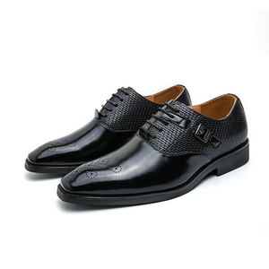 S0068X Nuevos Zapatos Oxford de Hombre de Cuero Genuino de Vaca, Formales, con Borde Abierto y Perlas Bordadas, Ligeros y a la Moda para Otoño, para Novio - Product Image 3
