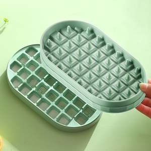 Plastic Ice <b>Cube</b> Trays with Lid & Container, Easy Press to Release Ice,Ice <b>Cube</b> Trays for Freezer with 2 Trays Silicone Bottom - Product Image 3