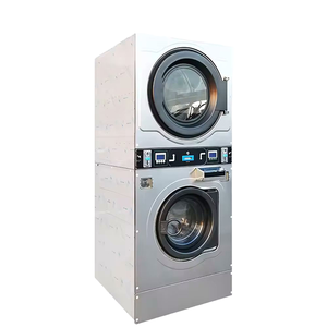 Laveuse-sécheuse commerciale à gaz empilable, à carte, en acier inoxydable, équipement de blanchisserie à vapeur pour hôtels - Product Image 1