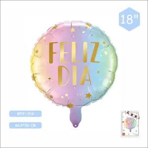 MTF Manufacturing 18 Inches Round Shape Spanish FELIZ DIA Series Baby Boy Girl Double Balloons Products