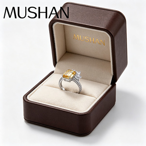 MuShan 设计师珠宝 925 纯银戒指 锆石 5A 级垫形新娘派对女士戒指 18K 镀金高级珠宝戒指 - Product Image 1