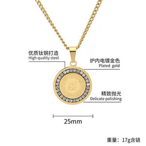 Colliers pendentifs en acier inoxydable avec calligraphie arabe musulmane en zircon personnalisé, bijoux de mode pour femmes 2024 - Product Image 4