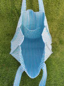 Elegant Floral Quilted Tote Bag with Two Open <b>Handles</b> Handmade Cotton for Unisex Messenger & Shopping Use - Product Image 5