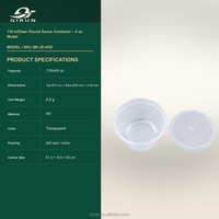 110ml 4oz Transparante PP Portiecup met deksel voor sauzen en afhaalmaaltijden, wegwerp sausbakje voor salade dressing, lekvrij
