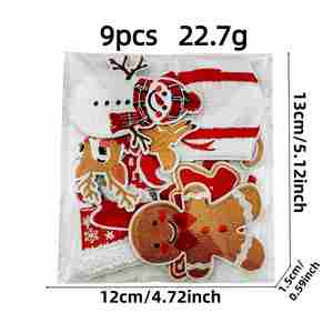 แผ่นปะติดรีดร้อนลายการ์ตูนรักษ์โลกสำหรับคริสต์มาส ต้นคริสต์มาส ตุ๊กตาหิมะ กวางเรนเดียร์ กล่องของขวัญ ถุงเท้า กุ้งกี๊ก มนุษย์ขนมปังขิง - Product Image 2