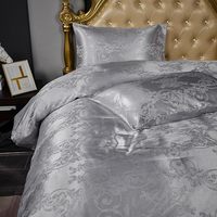Couette européenne en coton jacquard satiné Broderie luxueuse 4 pièces Housse de couette géométrique Couvre-lit Drap de luxe