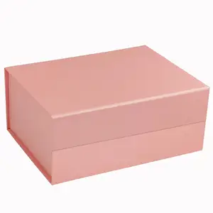 사용자 정의 고급 자기 폐쇄 핑크 종이 선물 포장 상자 선물 세트에 대 한 자석 뚜껑과 리본 블랙