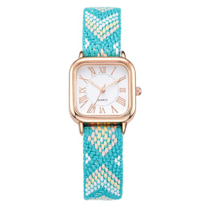 Reloj Cuadrado Pequeño para Mujer, Estilo Minimalista Retro Étnico, Correa de Cuerda Trenzada, Reloj de Cuarzo para Dama - Product Image 4
