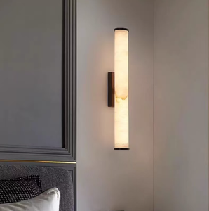 Brass Finish Marble Look <b>Wall</b> Lamp Modern <b>Sconce</b> Vertical Fluted <b>Light</b> for Bedroom Hallway Living Room - Product Image 6