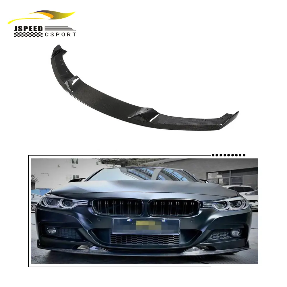 BMW F30Mスポーツ2012-2018用JCSPORTLINEカーボンファイバーフロントバンパーリップ