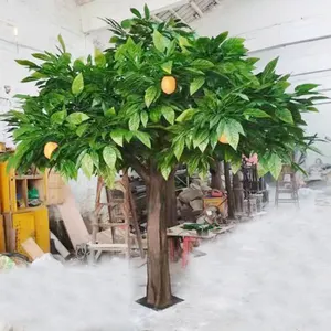 Indoor Garden Landscaping Decoration Greenery Big Artificial Citrus Orange Tree Plant