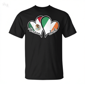 T-shirt promotionnel Cœur Drapeau Mexique Irlande Demi-Mexicain Demi-Irlandais - Product Image 2