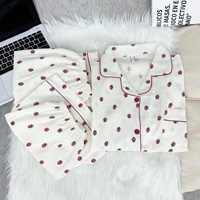 Nouvel ensemble trois pièces de pyjama pour femme en coton nuage style coréen, imprimé fraises, style mignon, été, fabrication ODM, vêtements d'intérieur