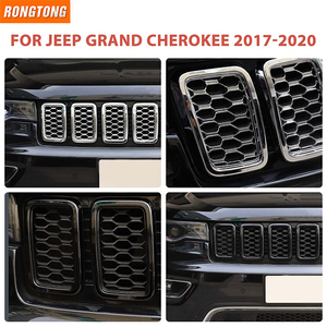 กระจังหน้าพร้อมตาข่ายประดับกระจังหน้าคาร์บอนไฟเบอร์และโครเมียมพร้อมตาข่ายสำหรับ Jeep Grand Cherokee 2017-2020 - Product Image 3