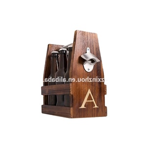Porte-bière <span class=keywords><strong>en</strong></span> <span class=keywords><strong>bois</strong></span> conçu sur mesure Six Pack Porte-<span class=keywords><strong>bouteille</strong></span> avec ouvre-bar Accessoires avec logo et forme du client - Product Image 3