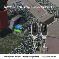 Système de télécommande universel 1 canal mini 433 MHz étanche avec récepteur de relais sans fil, code d'apprentissage, 2 boutons LED