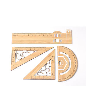 Règle triangulaire en bois de haute qualité gravée sur mesure pour la menuiserie, logo personnalisé imprimé, règles écologiques - Product Image 1