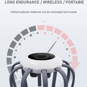 Masseur de tête Octopus OEM/ODM de haute qualité, sans fil, Bluetooth, vibrant, soulagement électrique, 14 têtes de massage, minuterie de 15 minutes - Product Image 4