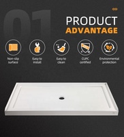 SeaWin Moderne ISO9001 Certifié Antidérapant Blanc Carré avec Drain Linéaire Intégré Prêt à l'emploi en Pierre Artificielle pour Receveur de Douche Encastré Garantie 2 Ans