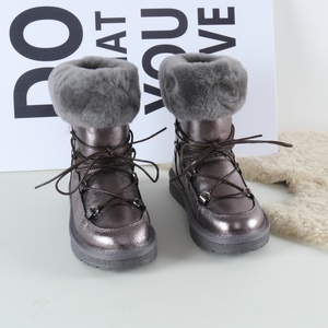 Bottes d'hiver chaudes et confortables <span class=keywords><strong>pour</strong></span> femmes, en cuir véritable, imperméables, antidérapantes, chaussures de neige, détails scintillants, doublure en fausse fourrure, respirantes - Product Image 2