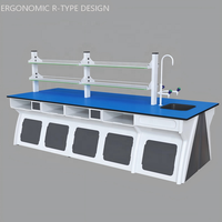Table de laboratoire en plastique et acier 2800*1200*780mm |   Plateau en résine phénolique de 12,7 mm |   Avec évier et étagère à réactifs