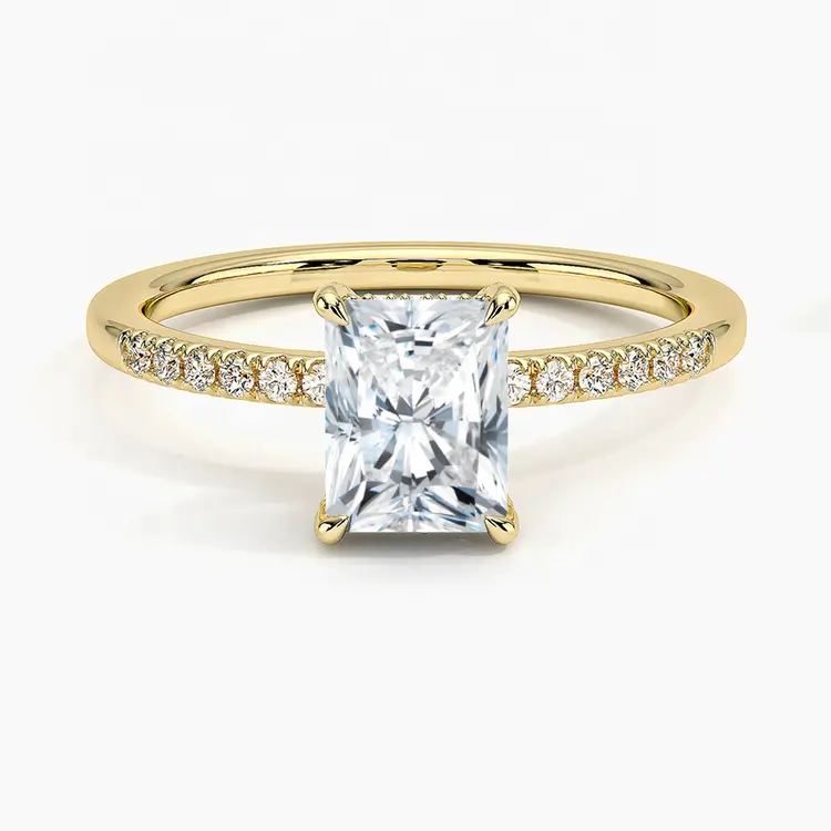 Luxury Custom 10K 14K 18K Solid Yellow Gold Lab Diamond Radiant cut 1 carat fede nuziale per uomo donna