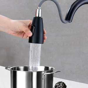 Grifos <span class=keywords><strong>de</strong></span> <span class=keywords><strong>Cocina</strong></span> Modernos <span class=keywords><strong>de</strong></span> Acero Inoxidable 201 Negro Mate con Rociador Extraíble <span class=keywords><strong>para</strong></span> Agua Fría y Caliente - Product Image 3