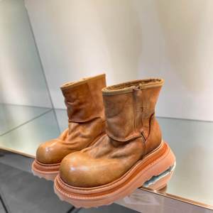 Distressed Washed Side-Zipper Lambswool Short <strong>Boots</strong> with Thick Sole Toe EVA Outsole-<strong>Women's</strong> <strong>Winter</strong> Snow <strong>Boots</strong> - Product Image 4