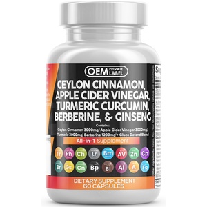 Ceylon Kaneelcapsules 3000Mg Kurkuma Appelazijn <span class=keywords><strong>Ginseng</strong></span> Berberine Met Bittere Meloen Gymnema Melkdistel Fenegriek - Product Image 1