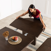 Table transformable en bois massif, table à manger ronde extensible, bois de noyer, table séparée avec rangement caché