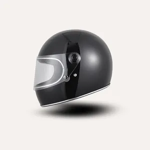 Retro FRP shell Full face Fiber glass motorcycle helmets with smoke lens