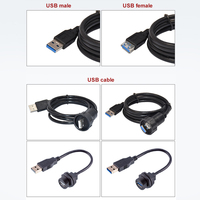 Impermeable IP67 tipo-c 3,1 Micro USB 2,0 3,0 montaje en Panel exterior PCB receptáculo macho Circular hembra Cable de extensión