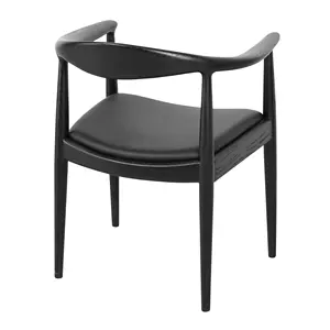 Campione disponibile struttura in legno di frassino nero e sedie in ecopelle per sala da pranzo e ufficio