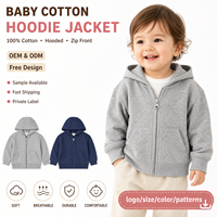 Chaqueta con Capucha de Algodón para Bebé de Marca Privada, Chaqueta con Cierre para Niños, Abrigo para Niños Pequeños, Personalizable