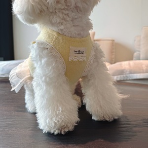 Le haut sans manches en coton imprimé avec patchwork de dentelle, idéal pour le printemps/été, convient aux vêtements pour animaux de compagnie de petite à moyenne taille. - Product Image 4