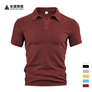 Polo para Hombre Estilo Europeo Americano, Negro, Tejido Waffle, Manga Corta, Deportivo, Informal, Fibra de Poliéster DF-88 - Product Image 3