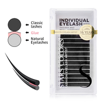 Extensions de cils individuelles Starscolors Volume Classic, noir mat, extensions de cils 6D, plateaux d'extensions de cils, 0,05 0,07 C D Curl