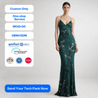 SHENGFU Maßgeschneidertes OEM/ODM Smaragdgrünes Satin-Abendkleid mit Spaghettiträgern, Rückenfreies Maxikleid mit Pailletten-Stickerei für Formelle Anlässe