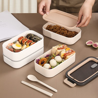 Kotak Makan Siang Dua Lapis Gaya Jepang untuk Pekerja Kantoran dan Siswa Sekolah Dasar, Kotak Bento untuk Camilan