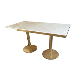 Rectangle Marble Top Brass Gold Stainless Steel Base <strong>Bistro</strong> <strong>Table</strong> - Product Image 1