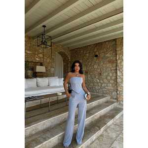 Ensemble de costume pantalon gris pour femmes - Product Image 4