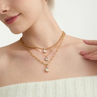 Collar de Acero Inoxidable Chapado en Oro de 18K Resistente al Agua con Circonita, Joyería Minimalista que No se Deslustra, Venta al por Mayor