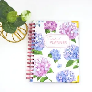 Organizador de impresión de cuaderno en espiral de tapa dura 2025 A4 A5 calendario diario con fecha diario planificador anual cuadernos personalizados