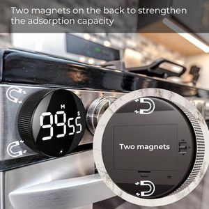 Minuteur <span class=keywords><strong>de</strong></span> cuisine magnétique, <span class=keywords><strong>chronomètre</strong></span> <span class=keywords><strong>de</strong></span> cuisson, <span class=keywords><strong>de</strong></span> douche et d'étude, compteur LED, alarme, rappel, compte à rebours électronique manuel, minuteurs numériques ronds - Product Image 3